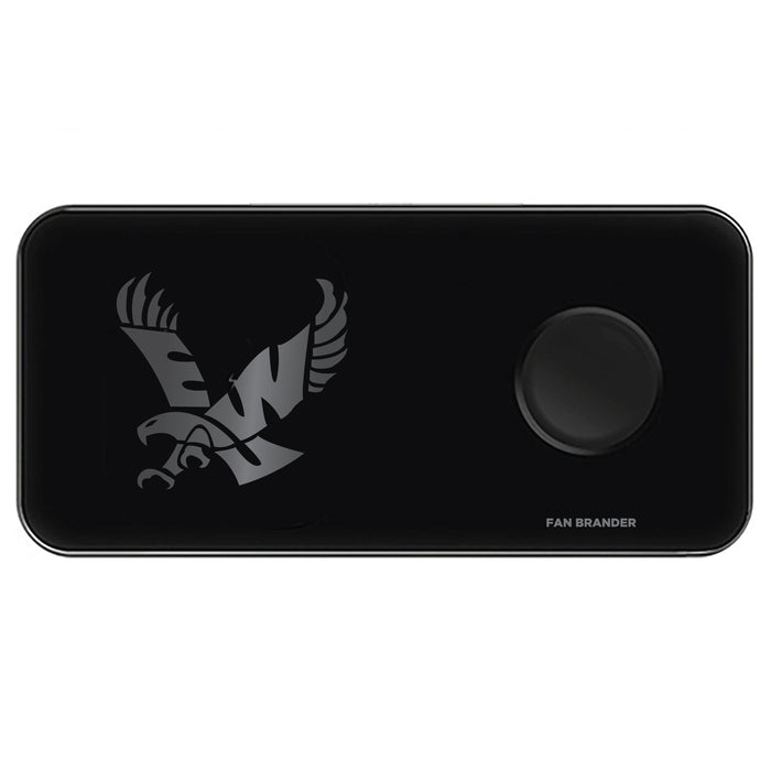 Fan Brander 3 in 1 Glass Wireless Charger with Eastern Washington Eagles laser etched Primary Logo