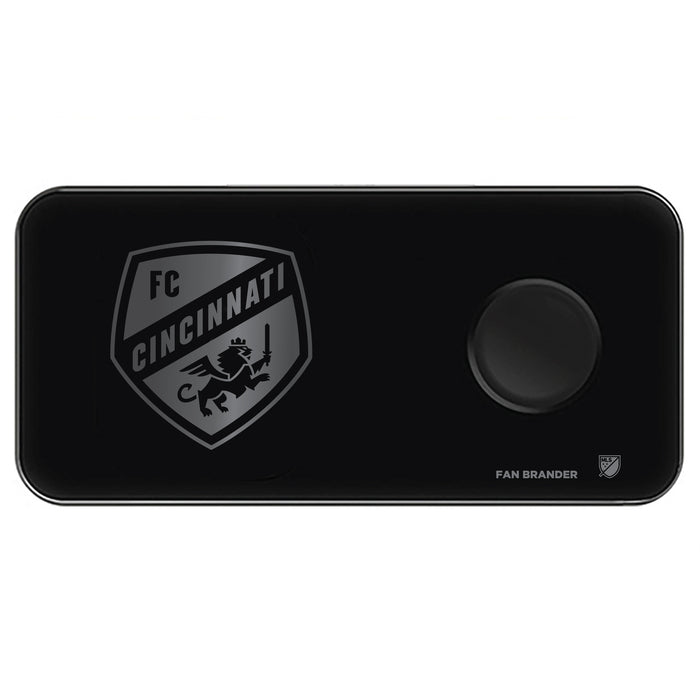 Fan Brander 3 in 1 Glass Wireless Charger with FC Cincinnati laser etched Primary Logo