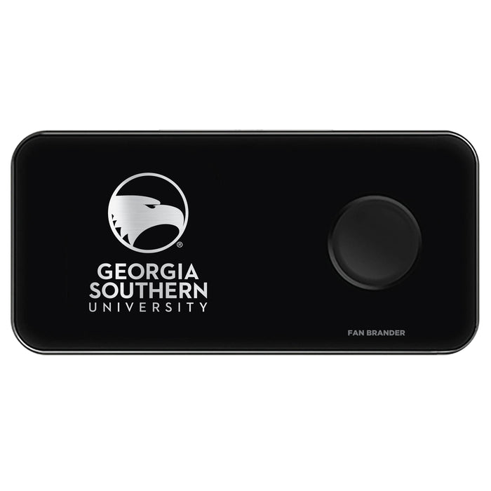 Fan Brander 3 in 1 Glass Wireless Charger with Georgia Southern Eagles laser etched Primary Logo