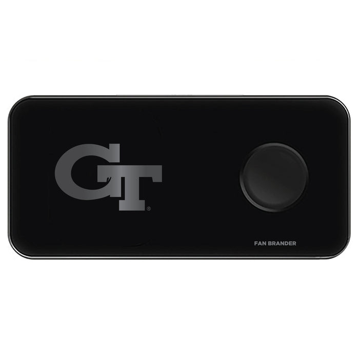 Fan Brander 3 in 1 Glass Wireless Charger with Georgia Tech Yellow Jackets laser etched Primary Logo