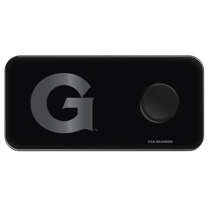 Fan Brander 3 in 1 Glass Wireless Charger with Georgetown Hoyas laser etched Primary Logo