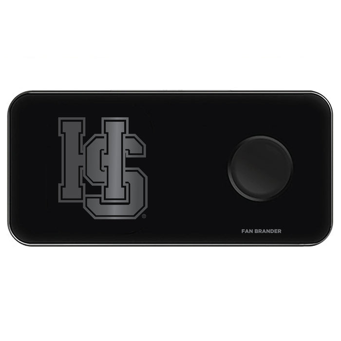 Fan Brander 3 in 1 Glass Wireless Charger with Hampden Sydney laser etched Primary Logo