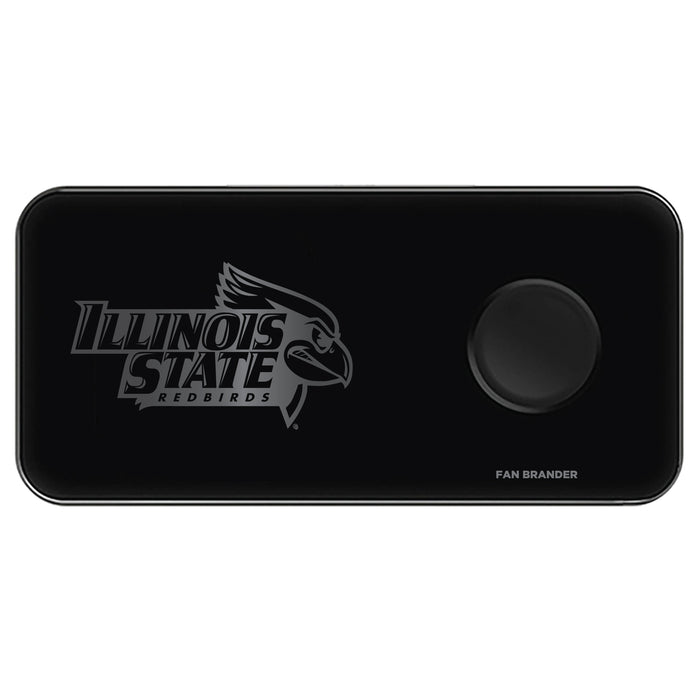 Fan Brander 3 in 1 Glass Wireless Charger with Illinois State Redbirds laser etched Primary Logo