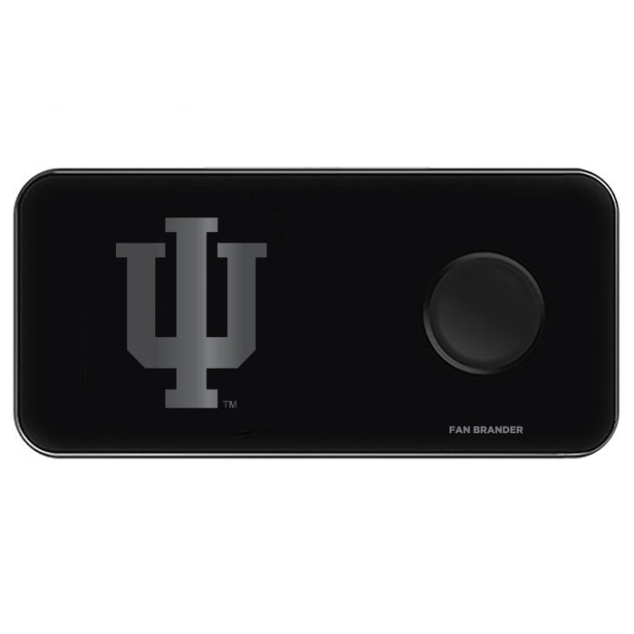 Fan Brander 3 in 1 Glass Wireless Charger with Indiana Hoosiers laser etched Primary Logo