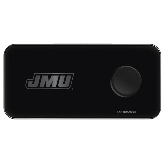 Fan Brander 3 in 1 Glass Wireless Charger with James Madison Dukes laser etched Primary Logo