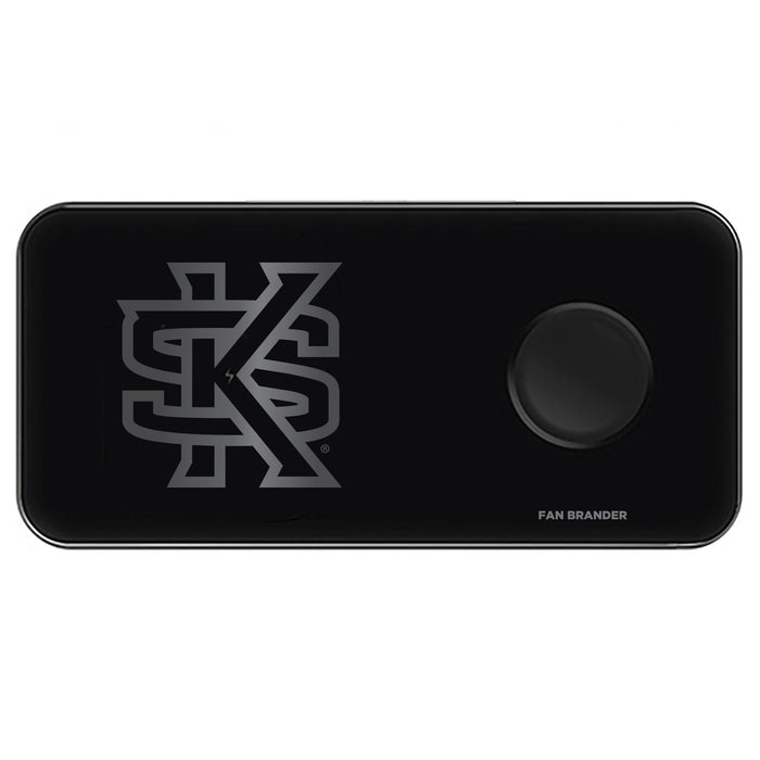 Fan Brander 3 in 1 Glass Wireless Charger with Kennesaw State Owls laser etched Primary Logo