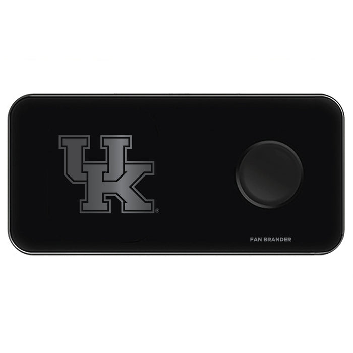 Fan Brander 3 in 1 Glass Wireless Charger with Kentucky Wildcats laser etched Primary Logo