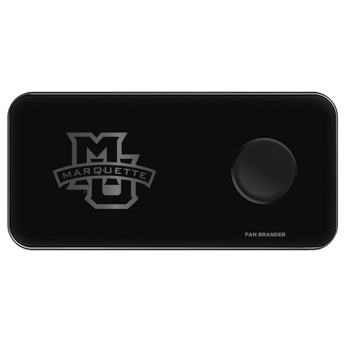 Fan Brander 3 in 1 Glass Wireless Charger with Marquette Golden Eagles laser etched Primary Logo