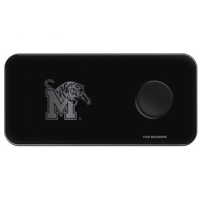 Fan Brander 3 in 1 Glass Wireless Charger with Memphis Tigers laser etched Primary Logo