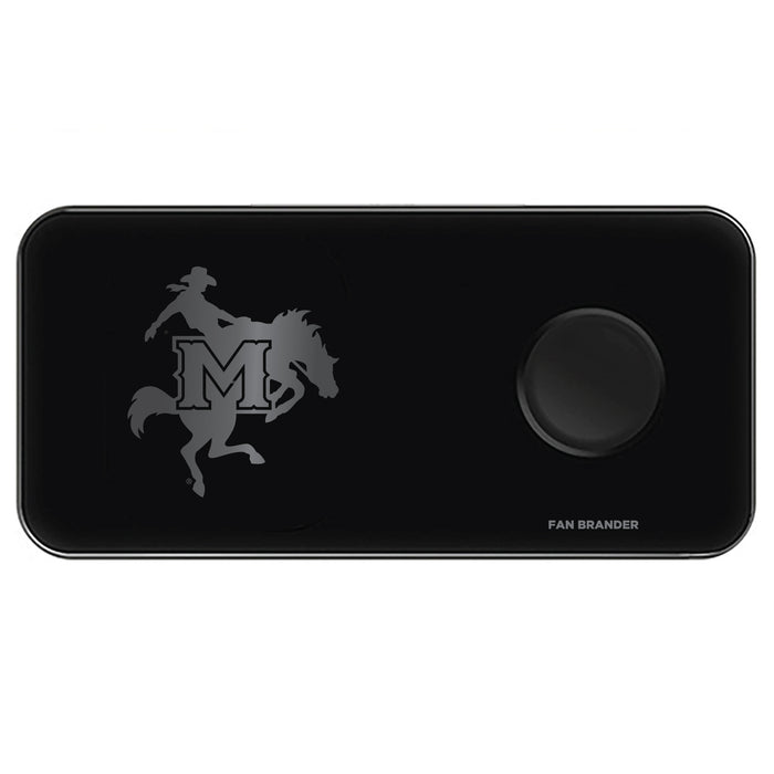 Fan Brander 3 in 1 Glass Wireless Charger with McNeese State Cowboys laser etched Primary Logo