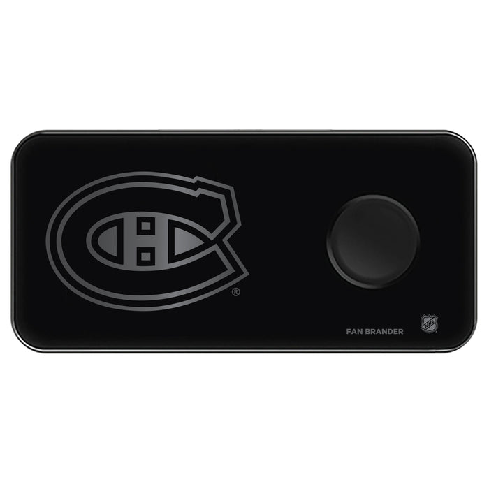 Fan Brander 3 in 1 Glass Wireless Charger with Montreal Canadiens laser etched Primary Logo