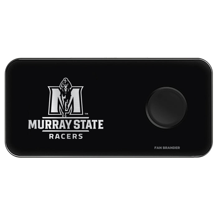 Fan Brander 3 in 1 Glass Wireless Charger with Murray State Racers laser etched Primary Logo