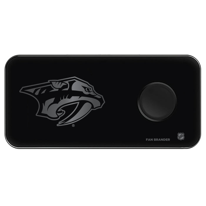 Fan Brander 3 in 1 Glass Wireless Charger with Nashville Predators laser etched Primary Logo