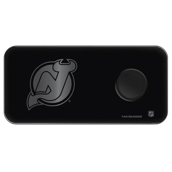 Fan Brander 3 in 1 Glass Wireless Charger with New Jersey Devils laser etched Primary Logo