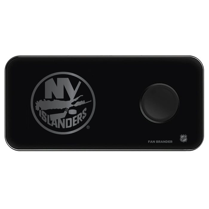 Fan Brander 3 in 1 Glass Wireless Charger with New York Islanders laser etched Primary Logo