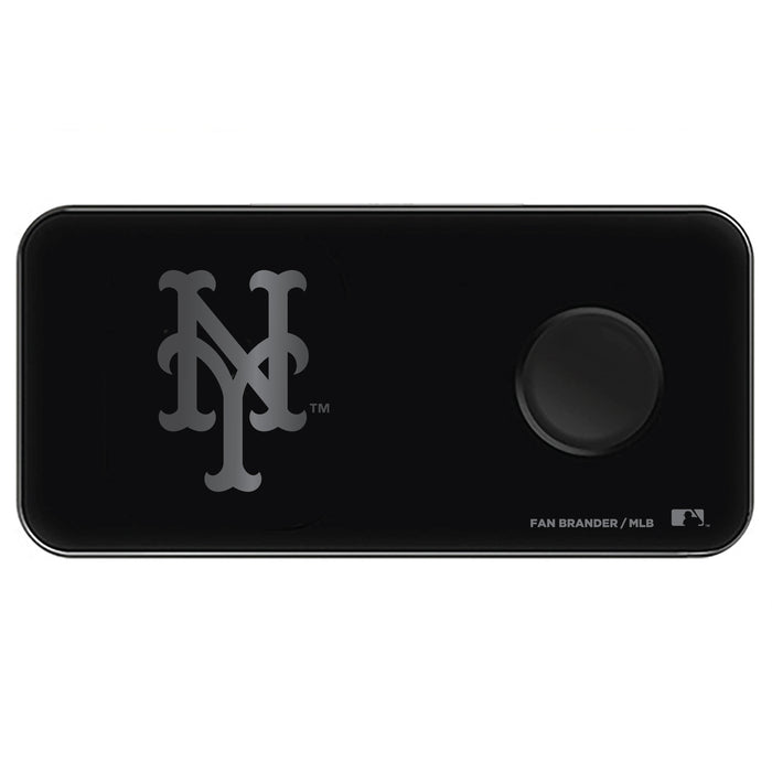 Fan Brander 3 in 1 Glass Wireless Charger with New York Mets laser etched Primary Logo