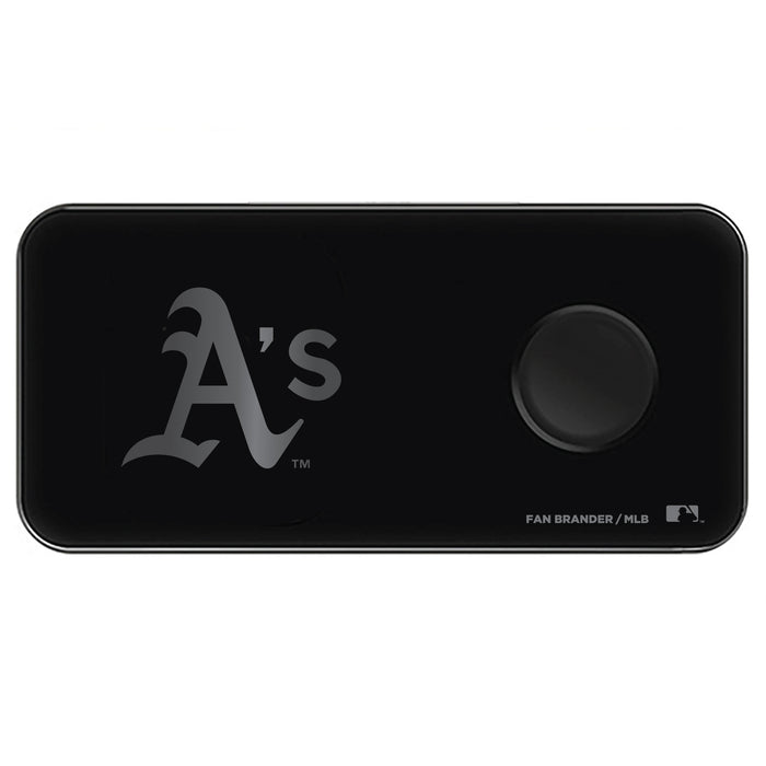 Fan Brander 3 in 1 Glass Wireless Charger with Oakland Athletics laser etched Primary Logo