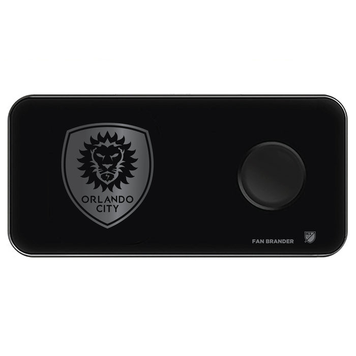 Fan Brander 3 in 1 Glass Wireless Charger with Orlando City SC laser etched Primary Logo
