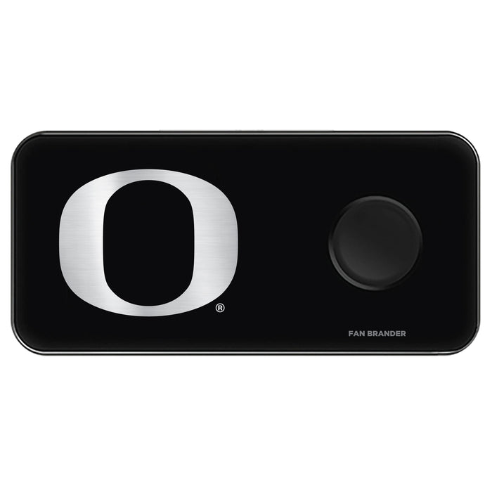 Fan Brander 3 in 1 Glass Wireless Charger with Oregon Ducks laser etched Primary Logo
