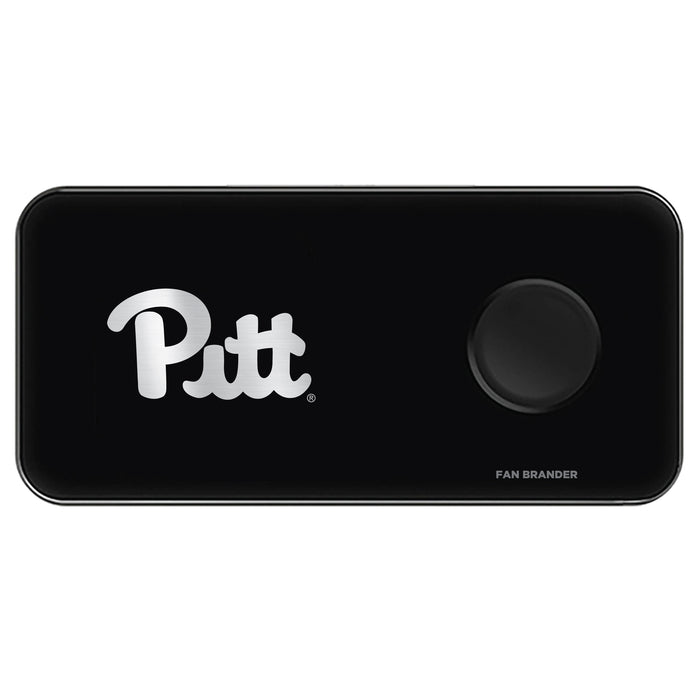 Fan Brander 3 in 1 Glass Wireless Charger with Pittsburgh Panthers laser etched Primary Logo