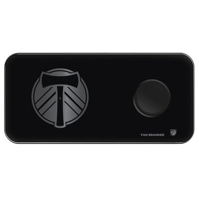Fan Brander 3 in 1 Glass Wireless Charger with Portland Timbers laser etched Primary Logo