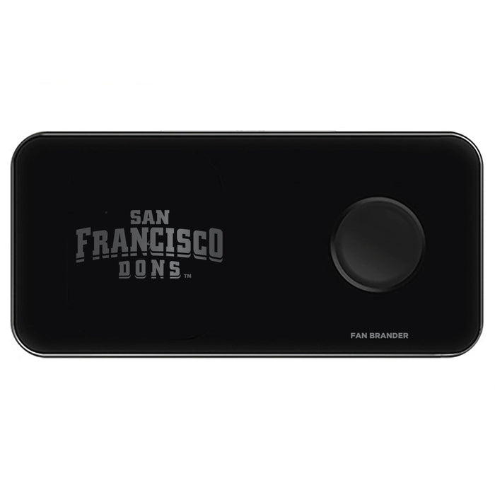 Fan Brander 3 in 1 Glass Wireless Charger with San Francisco Dons laser etched Primary Logo