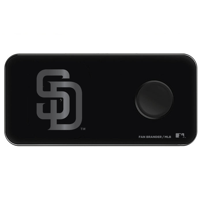 Fan Brander 3 in 1 Glass Wireless Charger with San Diego Padres laser etched Primary Logo