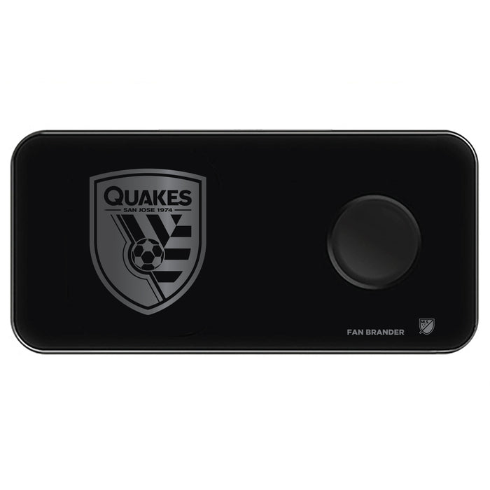 Fan Brander 3 in 1 Glass Wireless Charger with San Jose Earthquakes laser etched Primary Logo