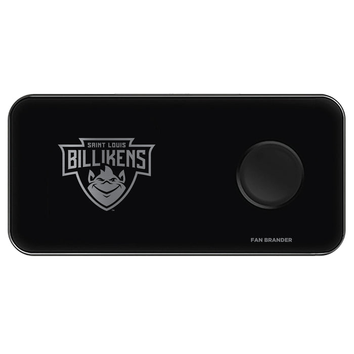 Fan Brander 3 in 1 Glass Wireless Charger with Saint Louis Billikens laser etched Primary Logo