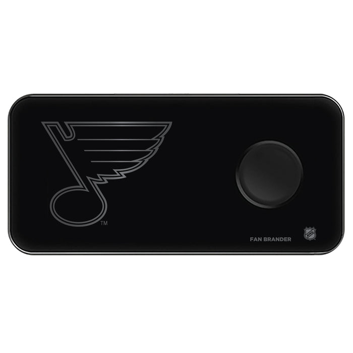 Fan Brander 3 in 1 Glass Wireless Charger with St. Louis Blues laser etched Primary Logo