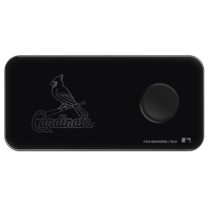 Fan Brander 3 in 1 Glass Wireless Charger with St. Louis Cardinals laser etched Primary Logo