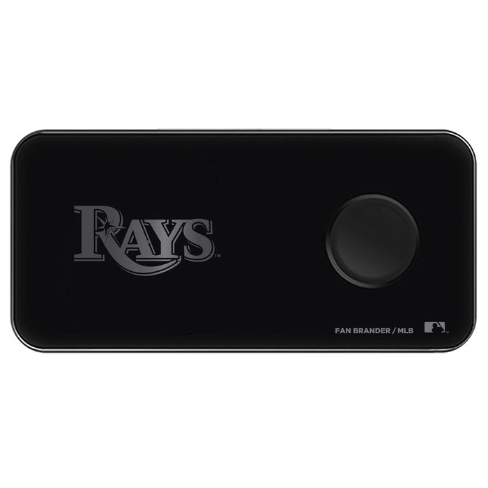 Fan Brander 3 in 1 Glass Wireless Charger with Tampa Bay Rays laser etched Primary Logo