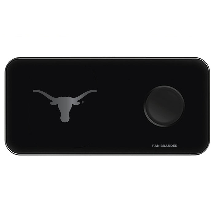 Fan Brander 3 in 1 Glass Wireless Charger with Texas Longhorns  laser etched Primary Logo