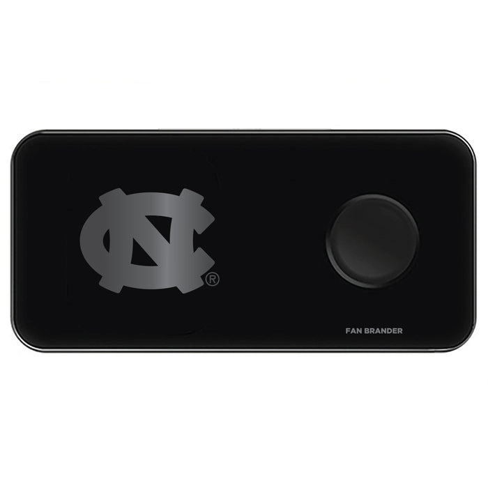 Fan Brander 3 in 1 Glass Wireless Charger with UNC Tar Heels laser etched Primary Logo