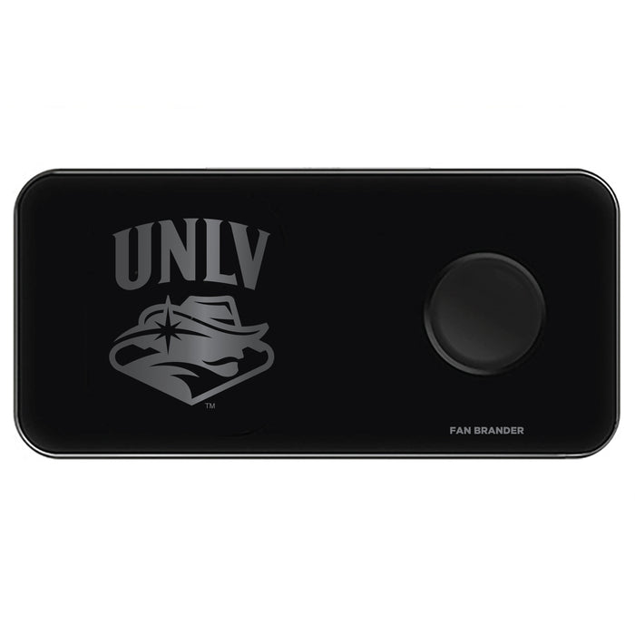 Fan Brander 3 in 1 Glass Wireless Charger with UNLV Rebels laser etched Primary Logo