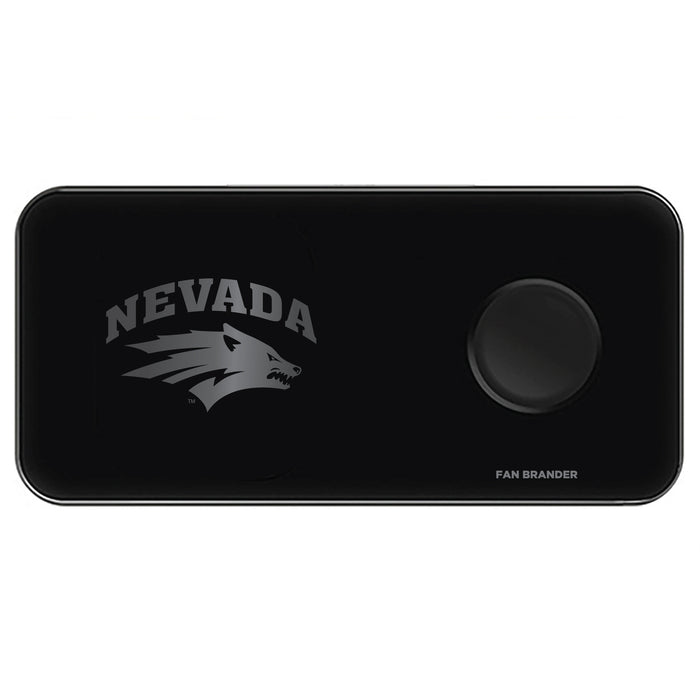 Fan Brander 3 in 1 Glass Wireless Charger with Nevada Wolf Pack laser etched Primary Logo