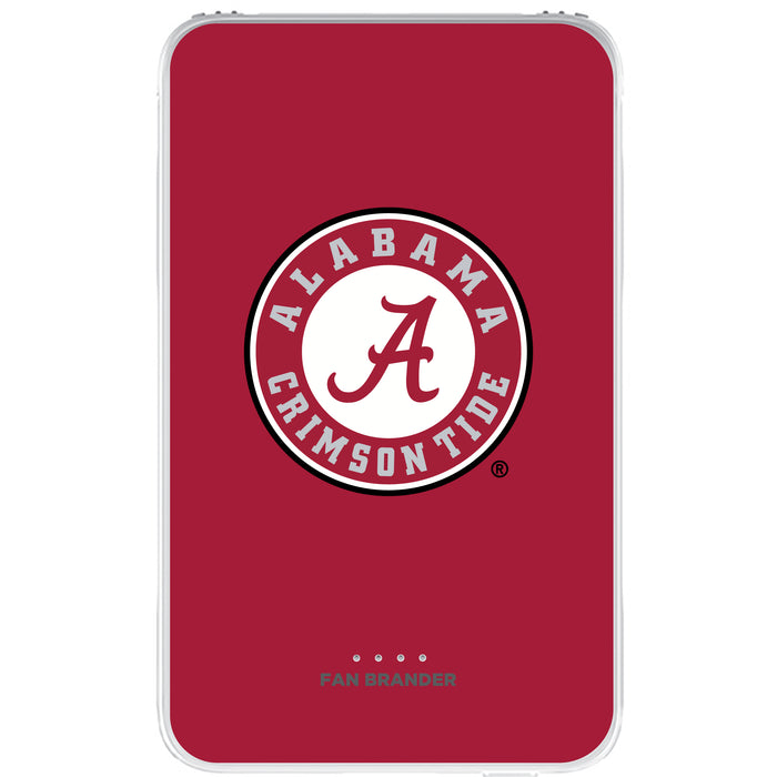 Fan Brander 10,000 mAh Portable Power Bank with Alabama Crimson Tide Primary Logo on Team Background