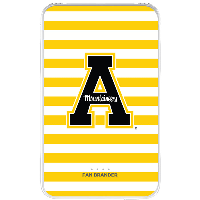 Fan Brander 10,000 mAh Portable Power Bank with Appalachian State Mountaineers Stripes Design