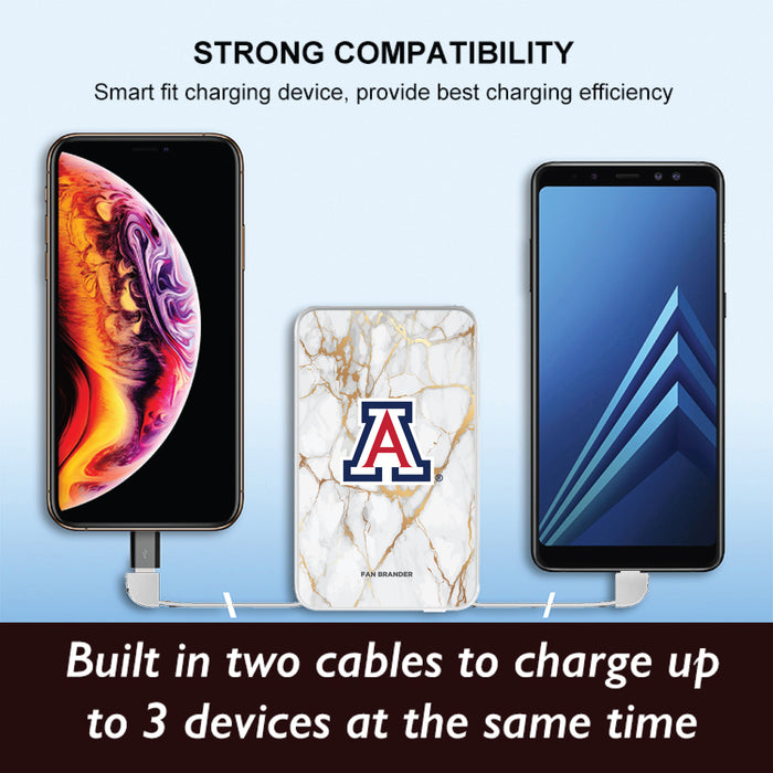 Fan Brander 10,000 mAh Portable Power Bank with Arizona Wildcats Whate Marble Design