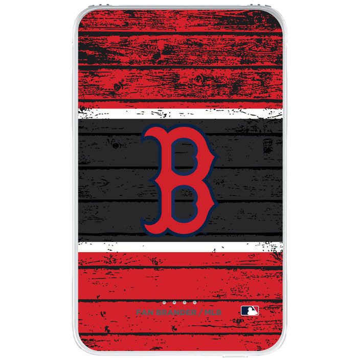 Fan Brander 10,000 mAh Portable Power Bank with Boston Red Sox Primary Logo on Wood Design