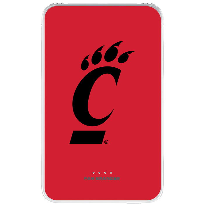 Fan Brander 10,000 mAh Portable Power Bank with Cincinnati Bearcats Primary Logo on Team Background