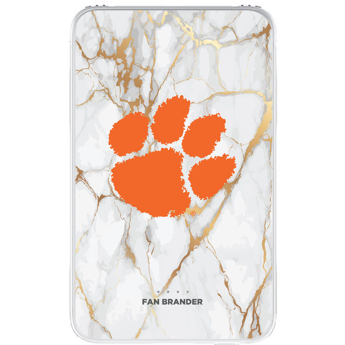 Fan Brander 10,000 mAh Portable Power Bank with Clemson Tigers Whate Marble Design