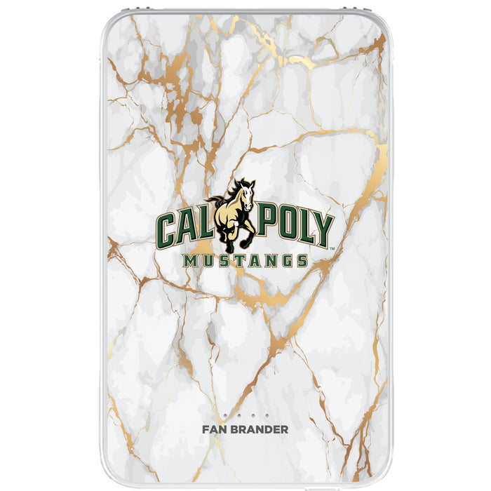 Fan Brander 10,000 mAh Portable Power Bank with Cal Poly Mustangs Whate Marble Design