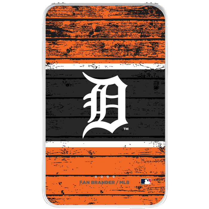 Fan Brander 10,000 mAh Portable Power Bank with Detroit Tigers Primary Logo on Wood Design