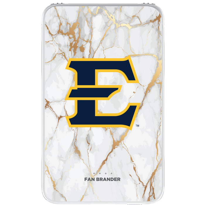 Fan Brander 10,000 mAh Portable Power Bank with Eastern Tennessee State Buccaneers Whate Marble Design