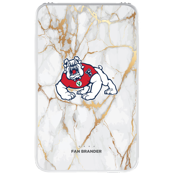 Fan Brander 10,000 mAh Portable Power Bank with Fresno State Bulldogs Whate Marble Design