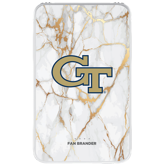 Fan Brander 10,000 mAh Portable Power Bank with Georgia Tech Yellow Jackets Whate Marble Design