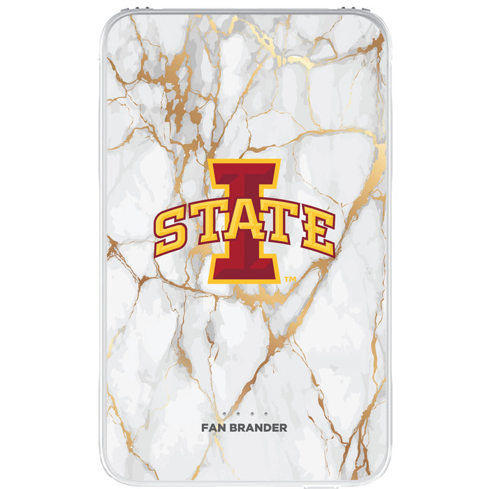 Fan Brander 10,000 mAh Portable Power Bank with Iowa State Cyclones Whate Marble Design