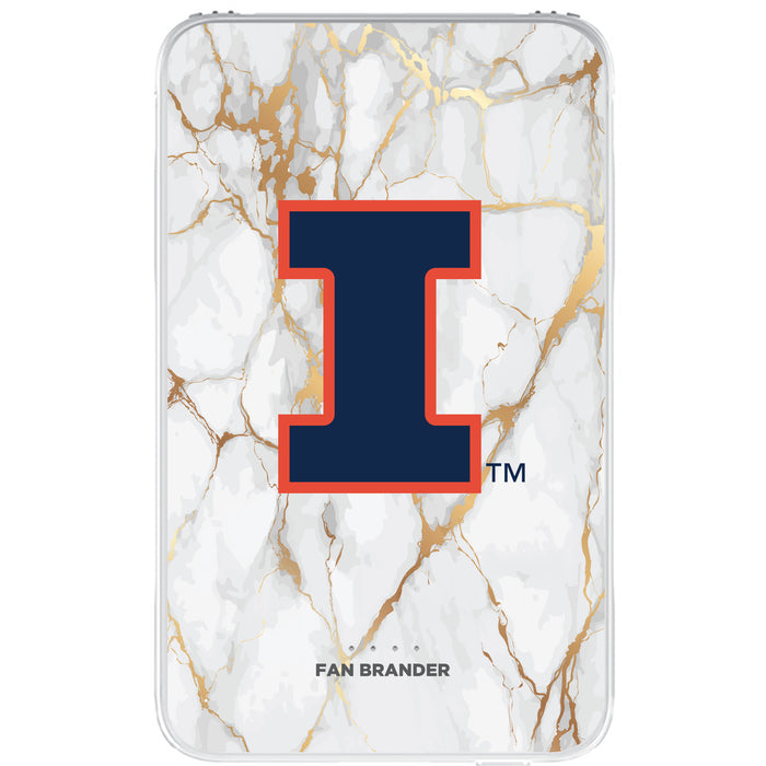 Fan Brander 10,000 mAh Portable Power Bank with Illinois Fighting Illini Whate Marble Design