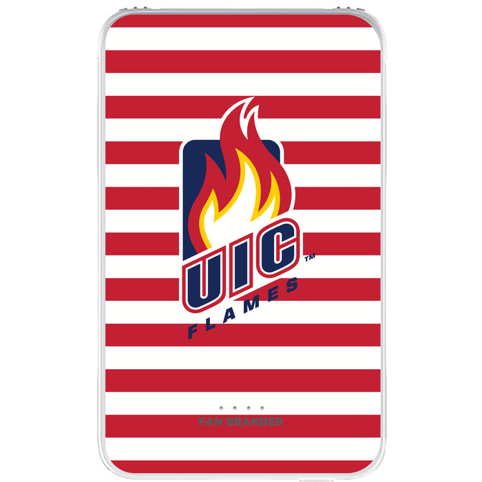 Fan Brander 10,000 mAh Portable Power Bank with Illinois @ Chicago Flames Stripes Design